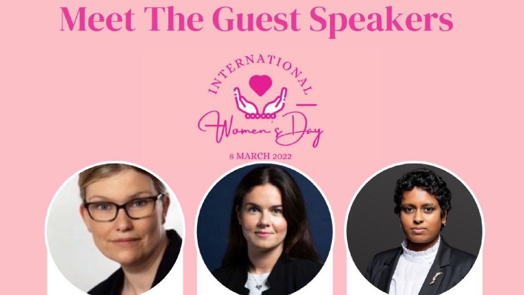 An image of a poster advertising the panel, includes the text "Meet the guest speakers" and the images of the three speakers.