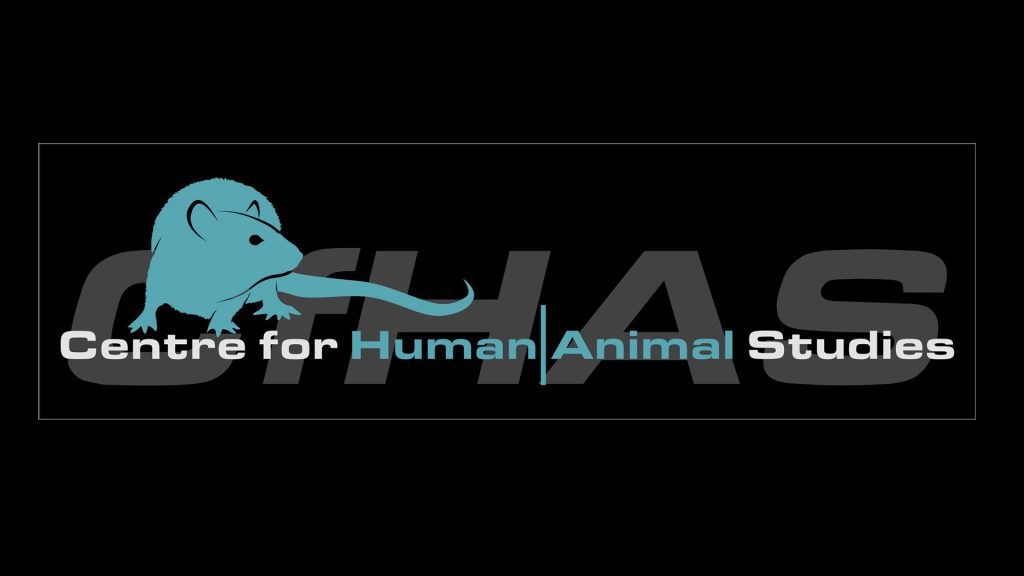 Centre for human | animal studies logo . A blue rat sits above the acronym CFHAS in grey.