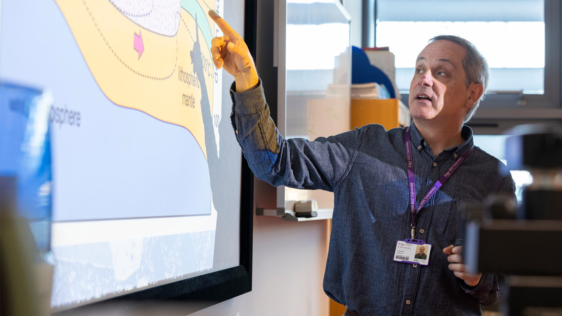 A geography lecturer giving a presentation