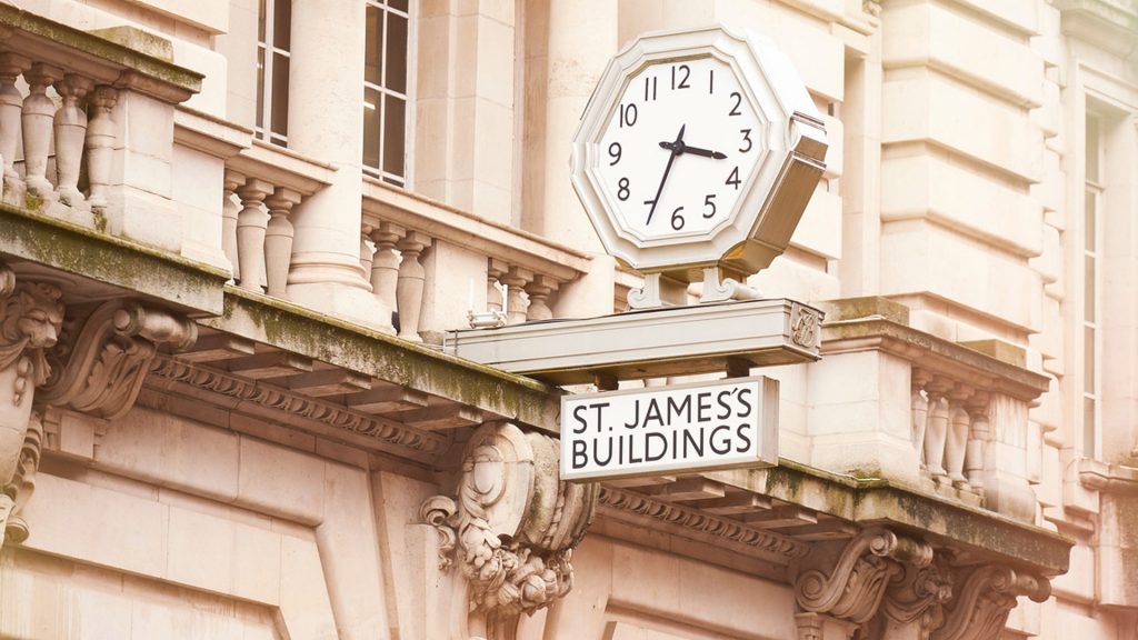The outside of the St James building