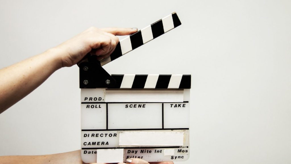 An image of a blank chapperboard on a white background.