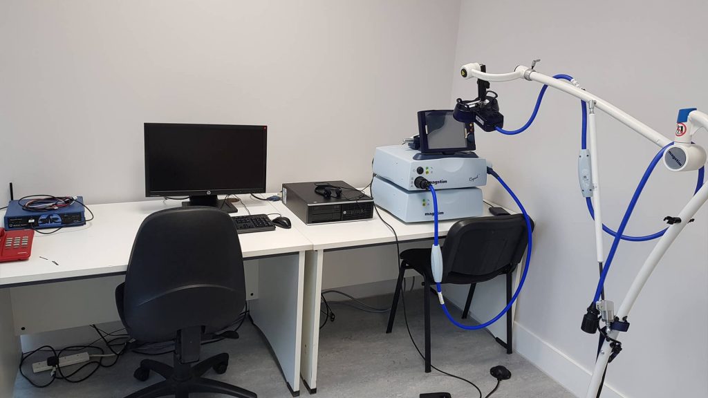 An image of a transcranial magnetic simulation lab at Edge Hill