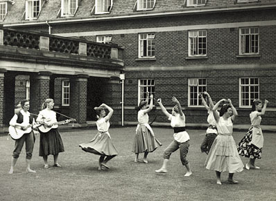 A photo of students dancing on campus