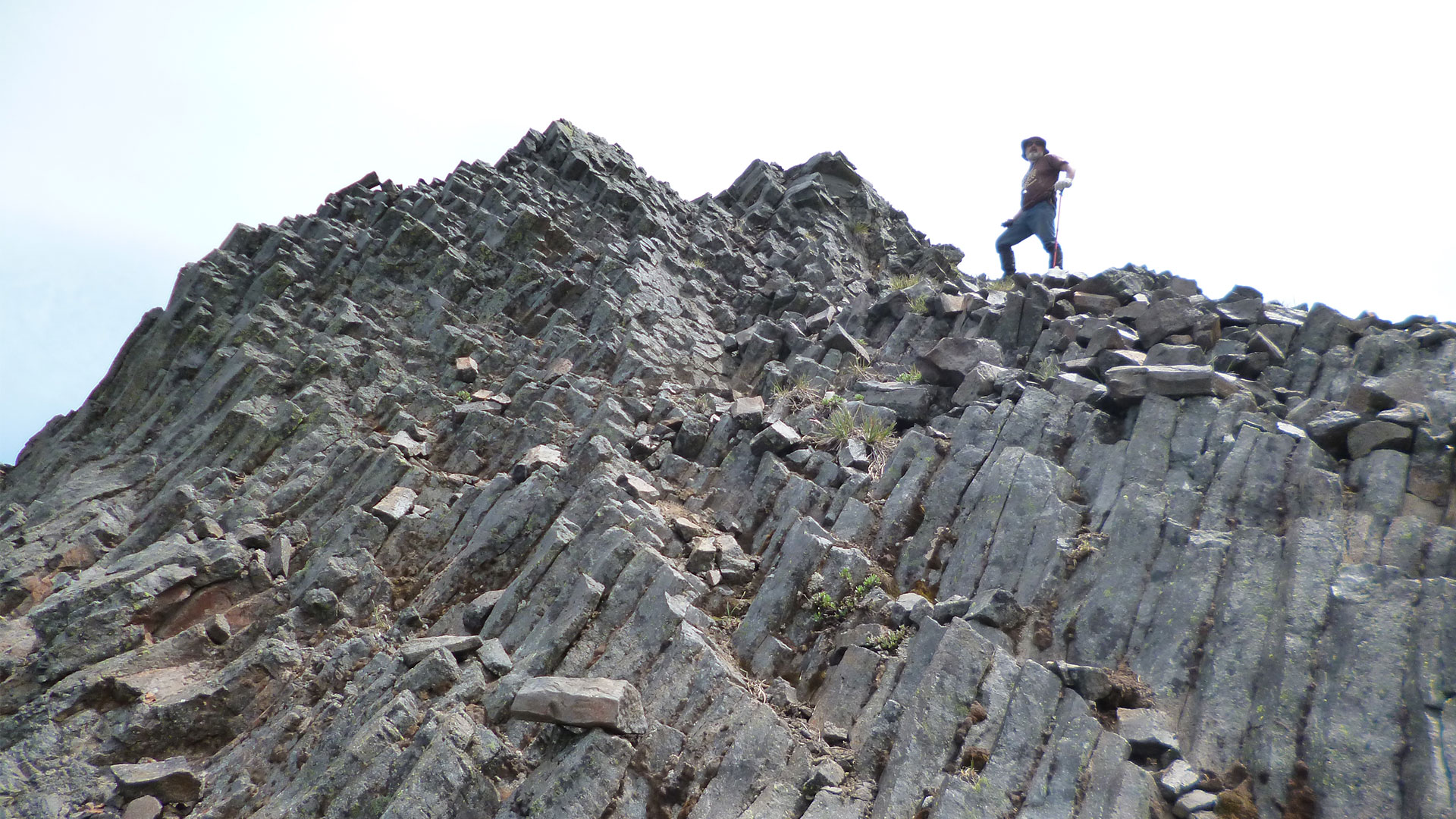 A researcher exploring the Chile volcano terrain
