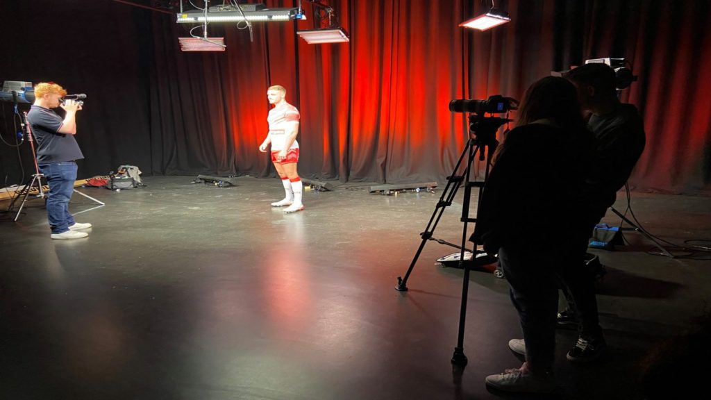 St Helens rugby player having their photograph taken