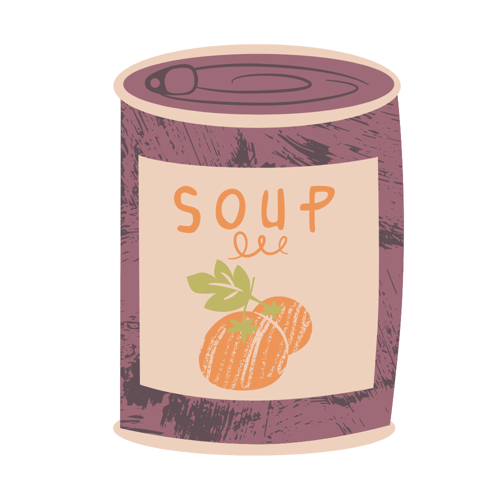A graphic of a can of soup