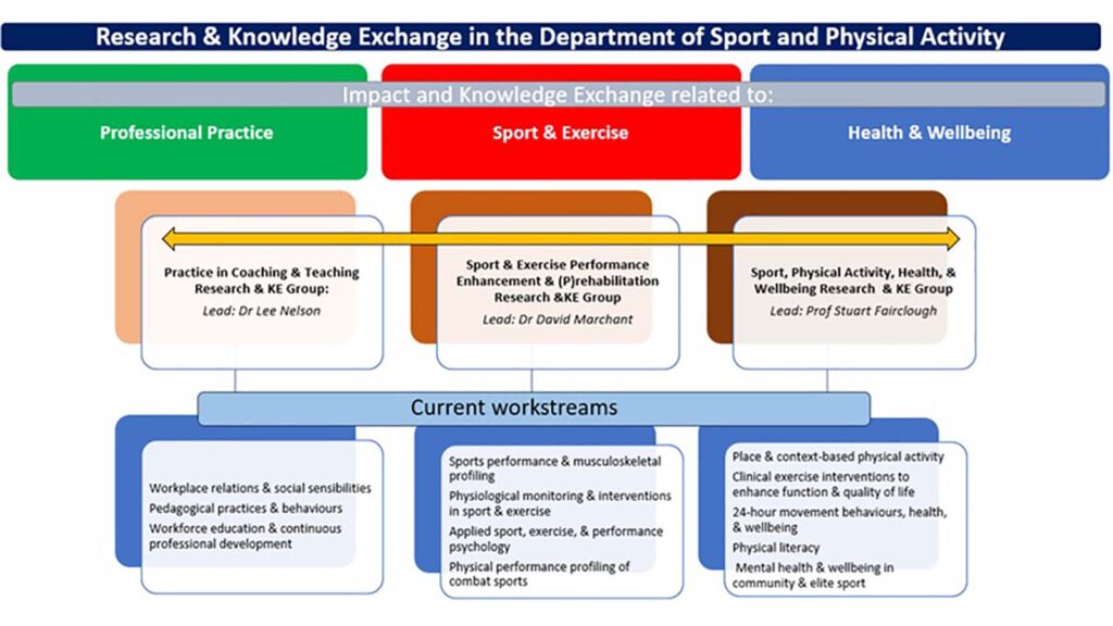 A organisational diagram of the Sport and Physical Activity research team.