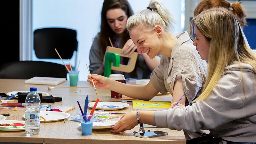 New students doing crafts during Induction Week