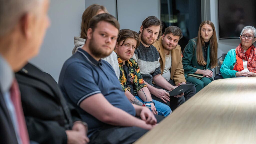 Politics students have a discussion at a roundtable