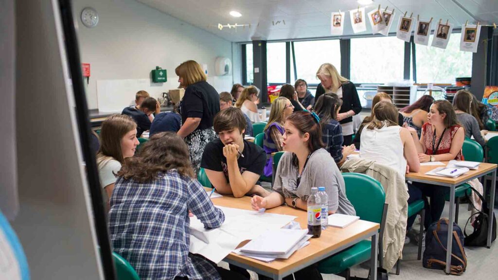 Students in a class room.