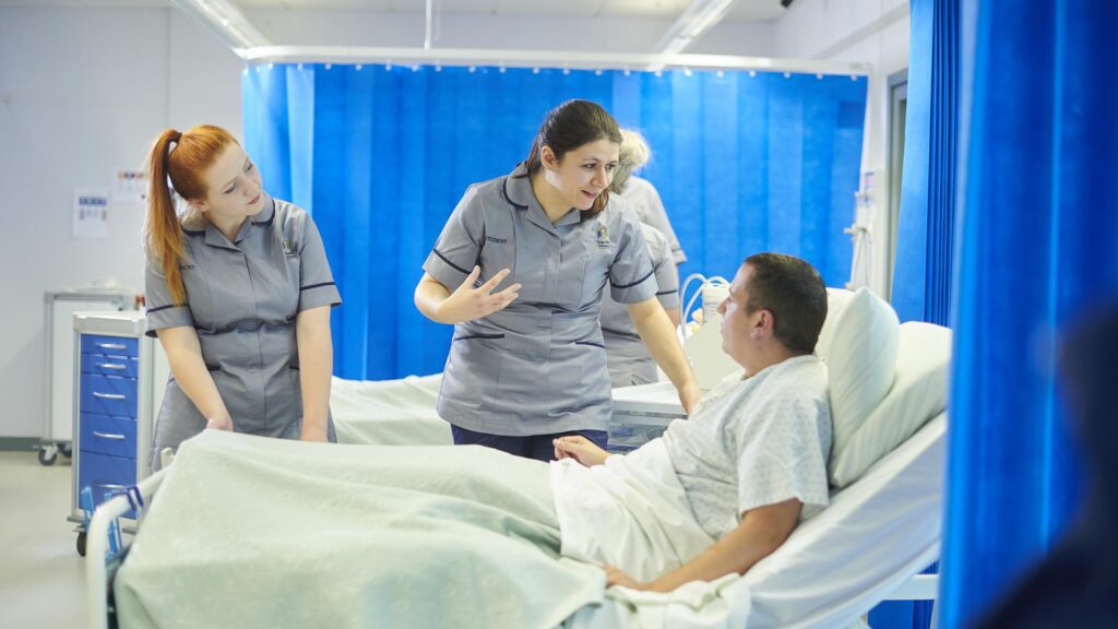BSc (Hons) Nursing Mental Health students take part in a simulation in the Clinical Skills and Simulation Centre / Mental Health