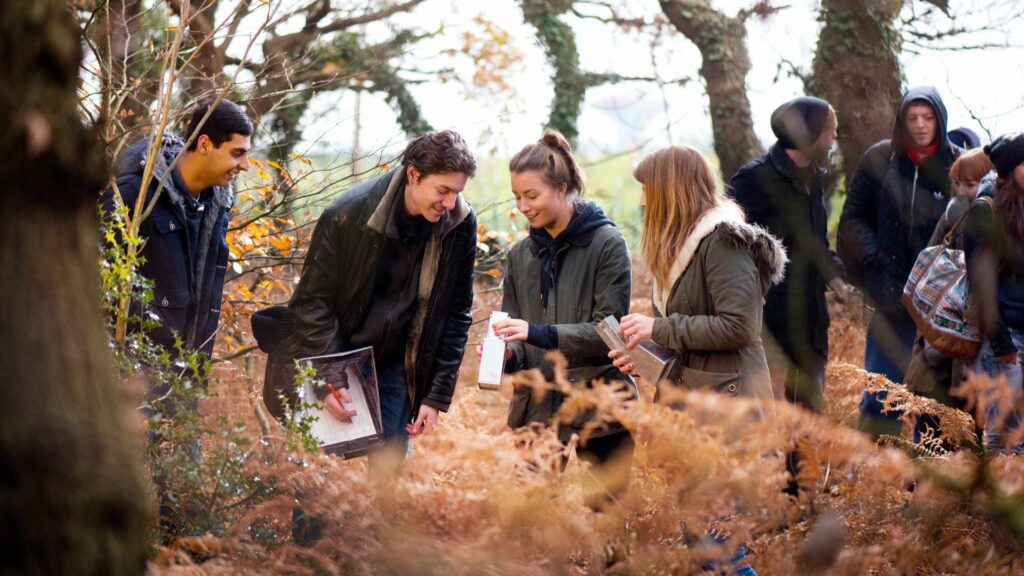 Biology students on a field trip to Ruff Wood