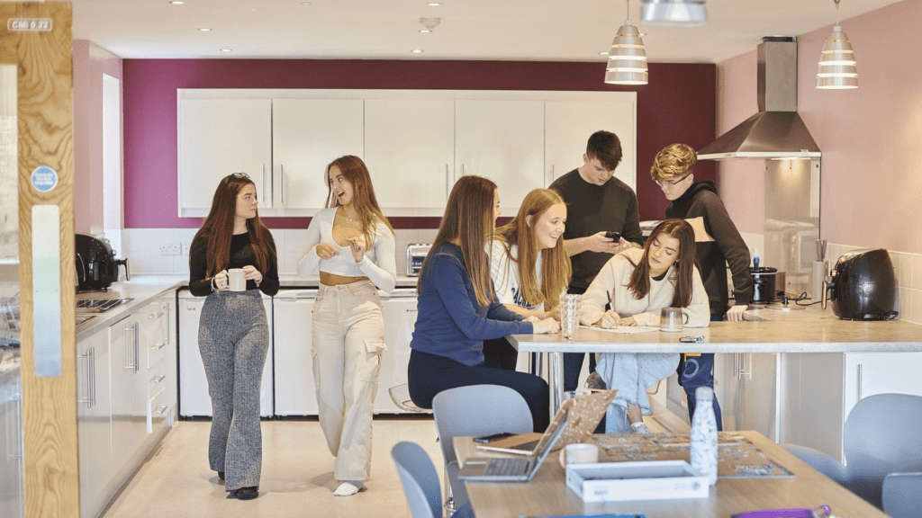 Students enjoying halls together