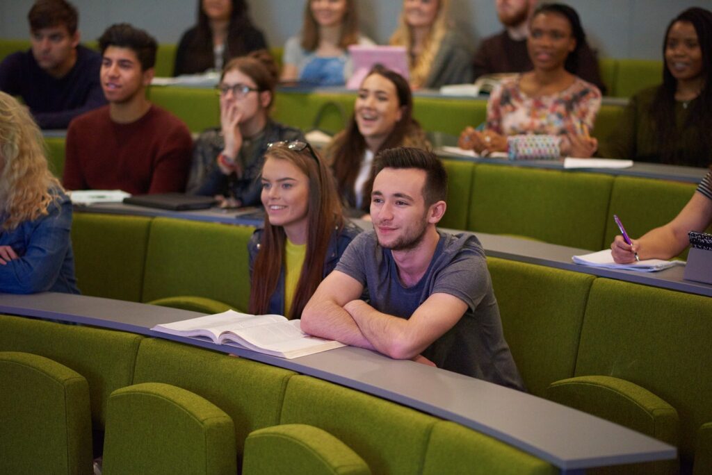 students sat in a lecture room