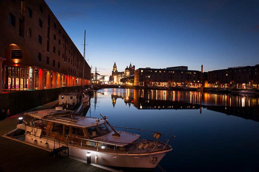 Sunset at the Albert Dock in Liverpool