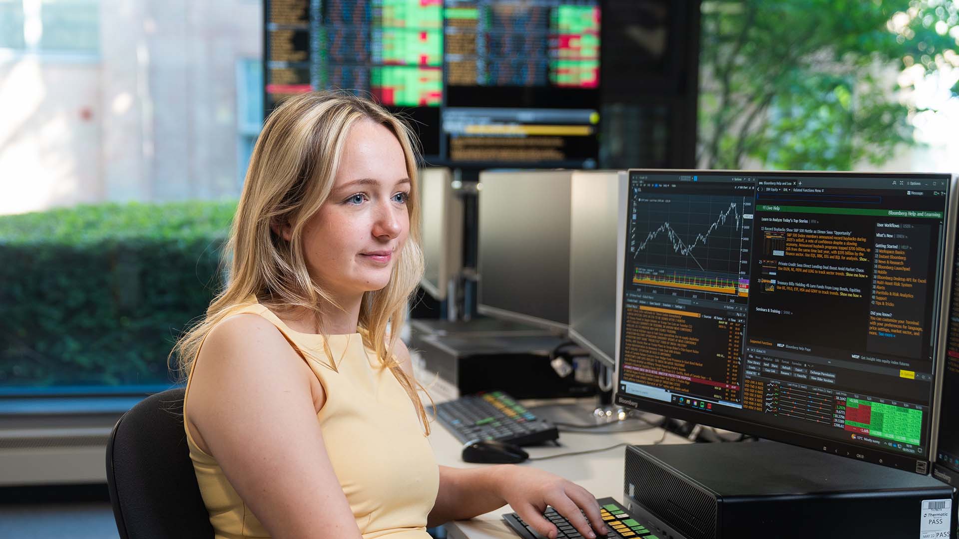 Accounting student working at a computer