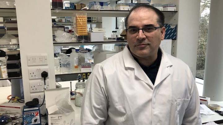 Reader in Gene Delivery and Nanomedicine Dr Aristides Tagalakis in Biology lab