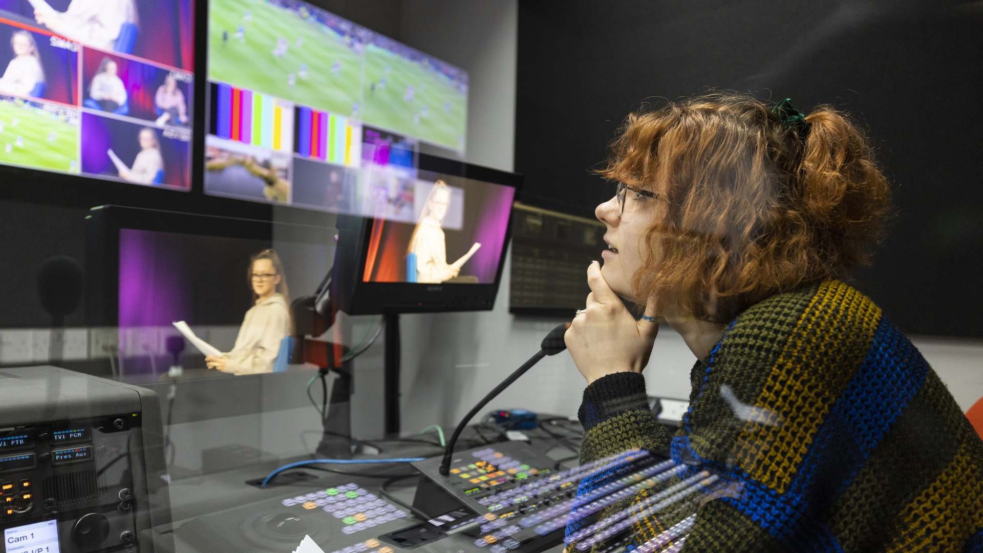 A student working in a studio production gallery.