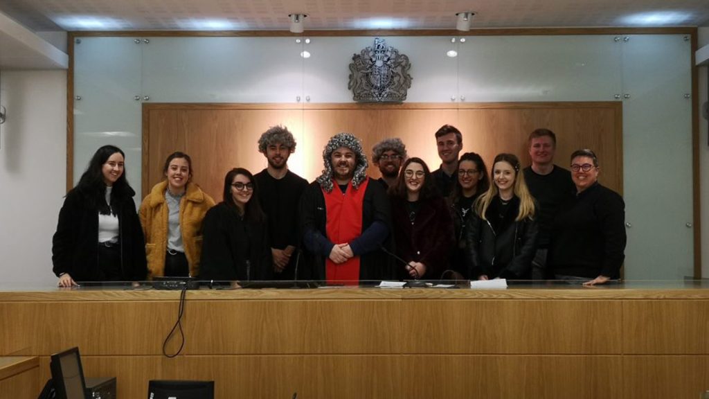 A group of english students on a trip to Manchester crown court