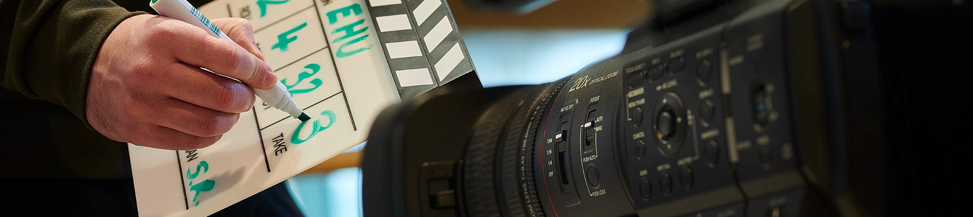 Camera and clapperboard