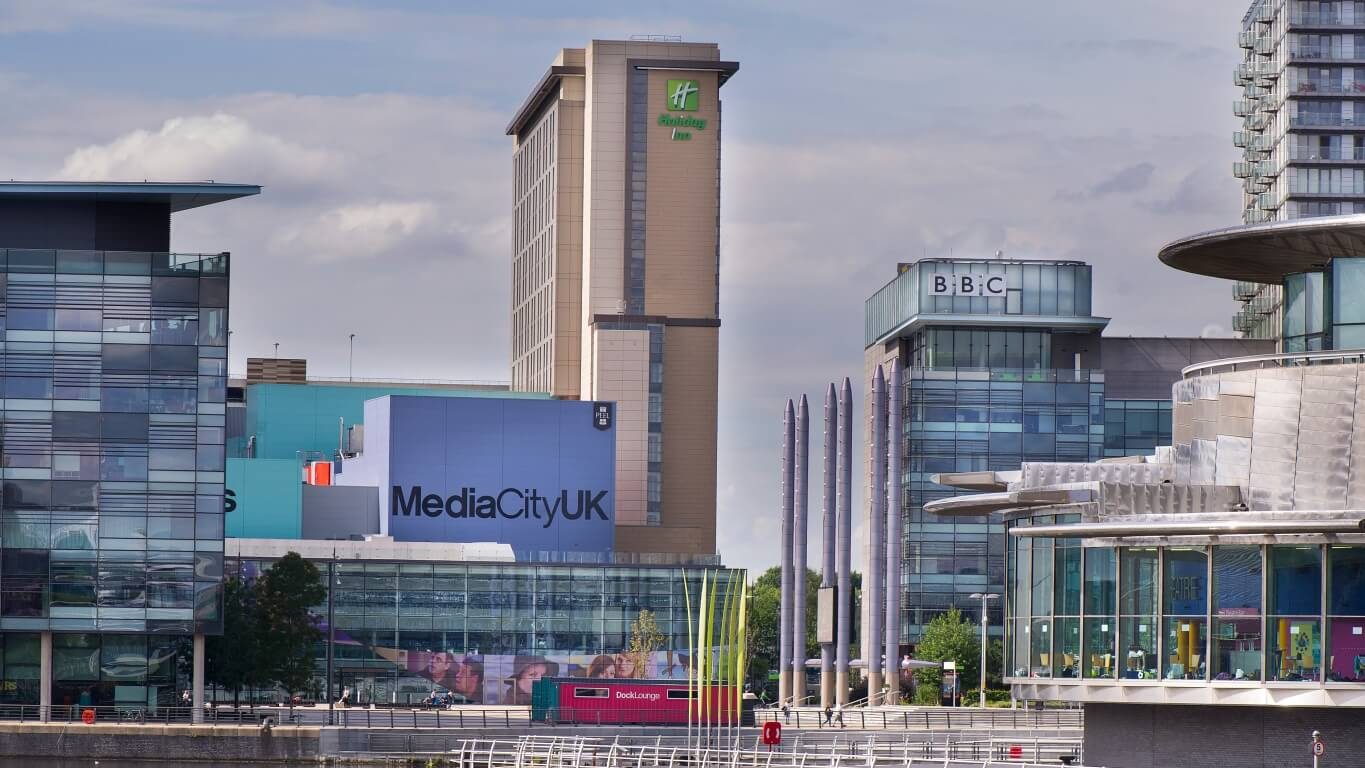 MediaCityUK and The Lowry at Salford Quays.