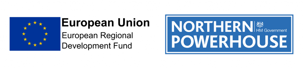 Logos to show European Regional Development Fund and Northern Powerhouse (HM Government)