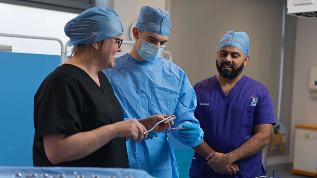 Students in operating department practice uniforms