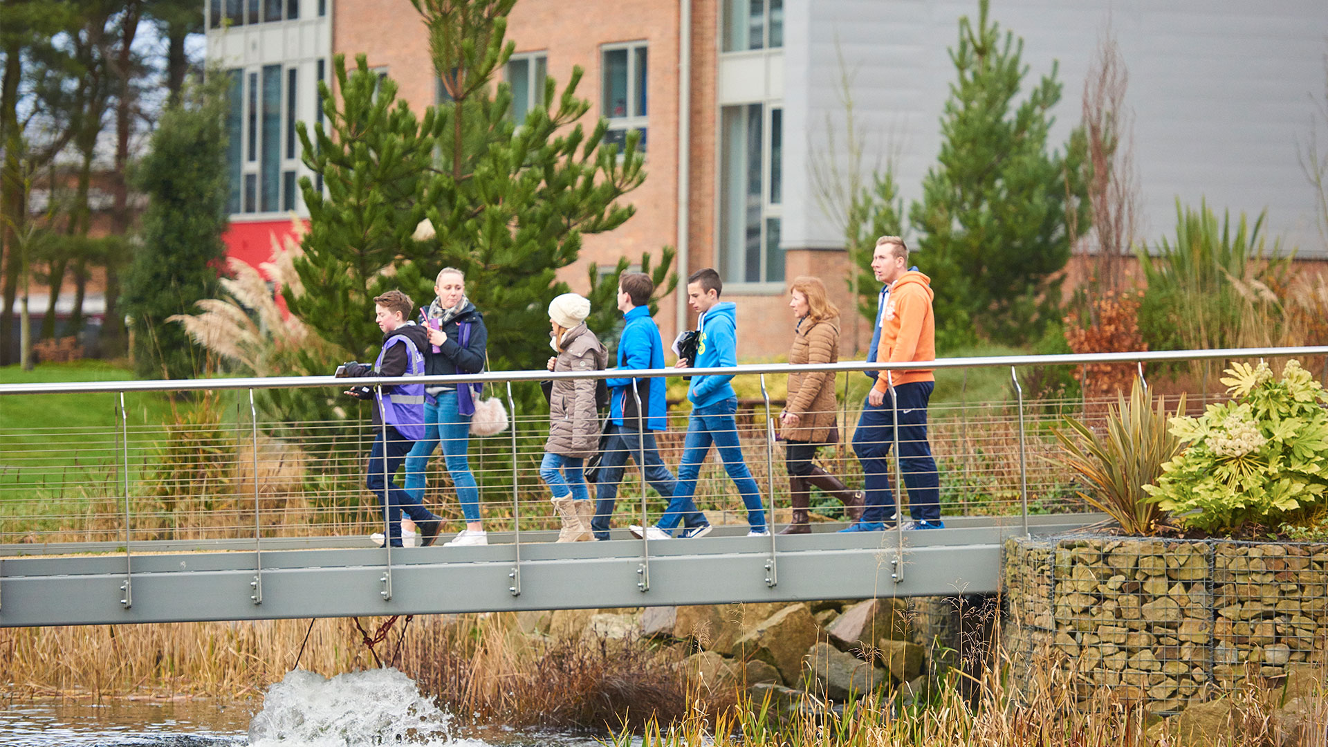Students having a campus tour on an open day