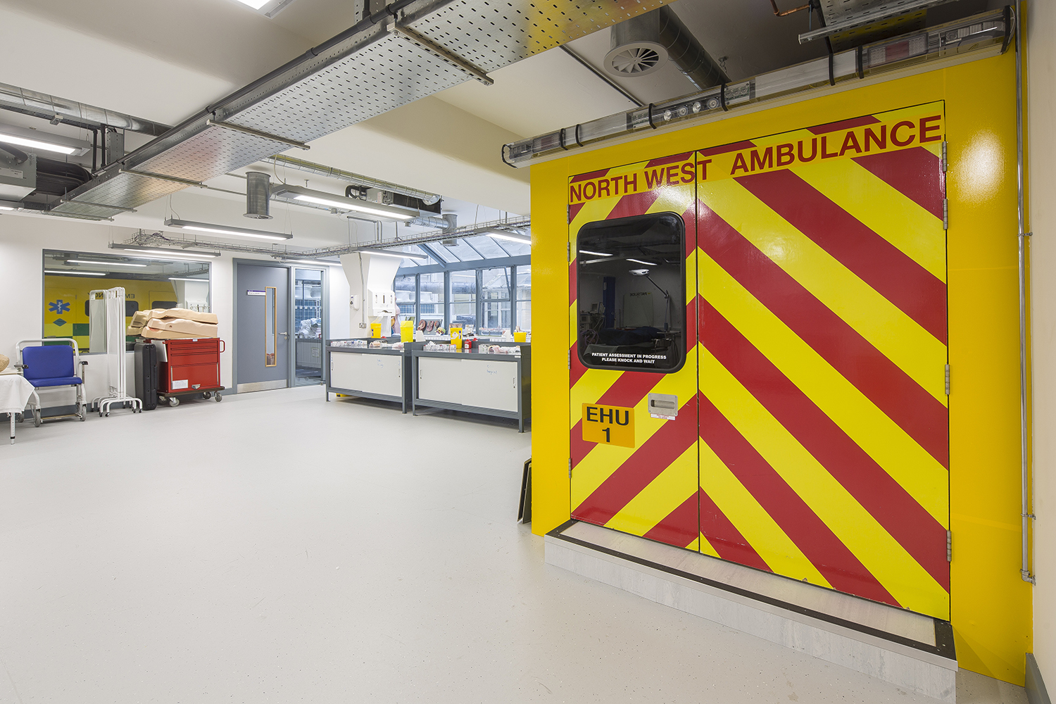 Clinical skills facilities at St James' in Manchester, including an ambulance simulator.