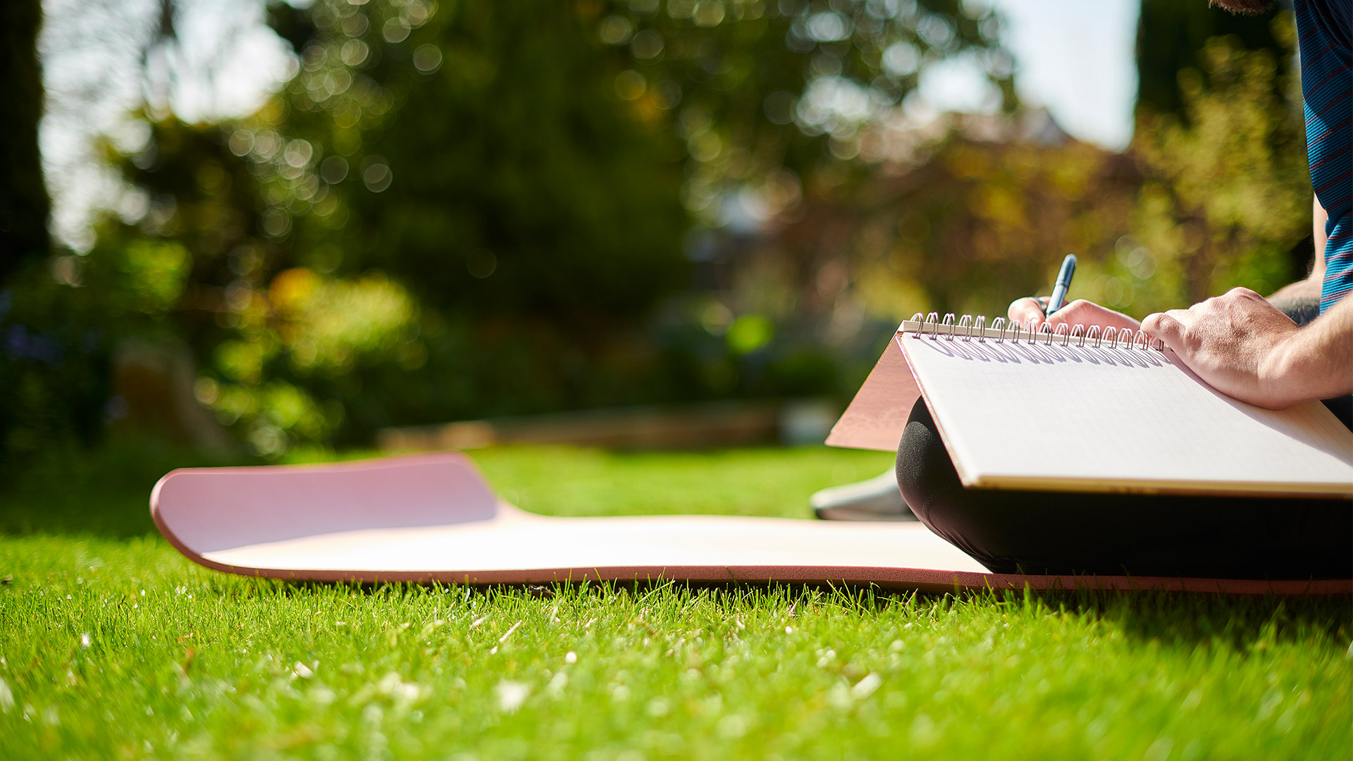 someone reading books on the lawn