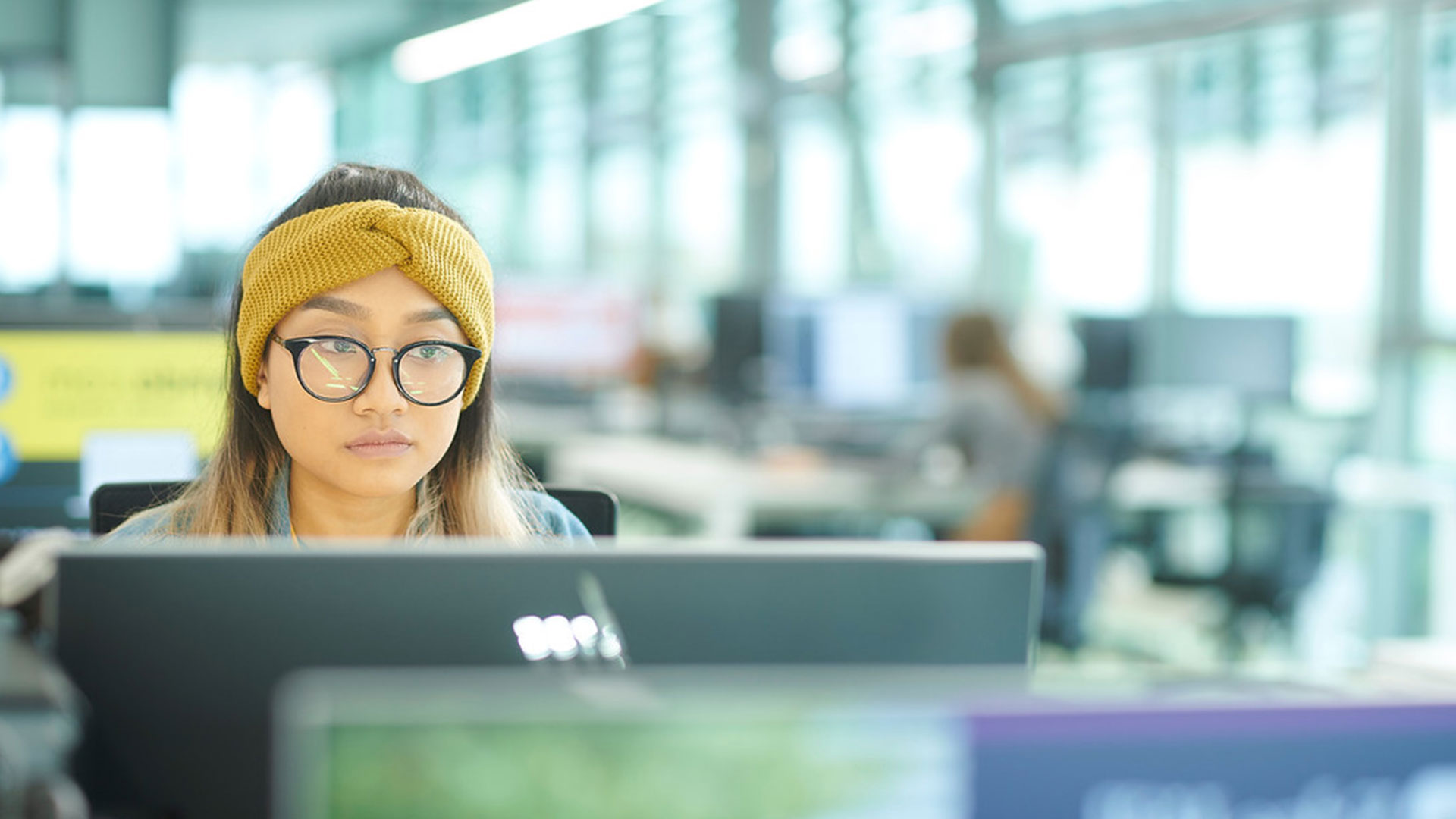 Student at computer in Catalyst