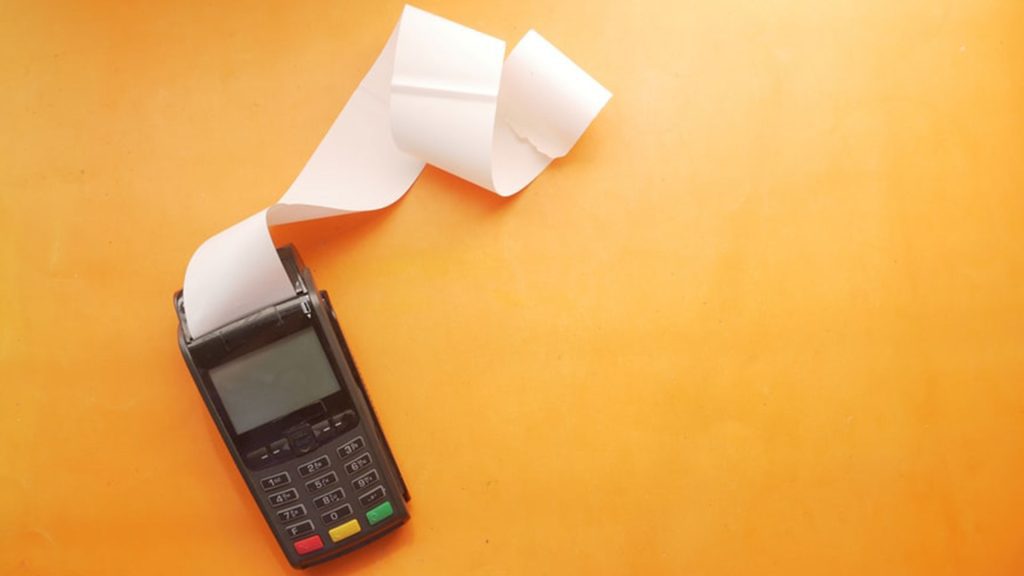 Card machine with receipt