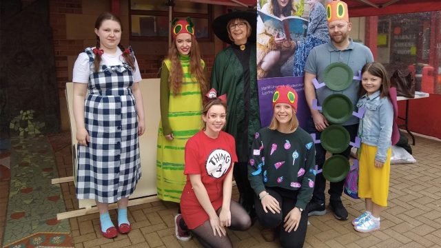 People dressed up as popular book characters at Chorley market