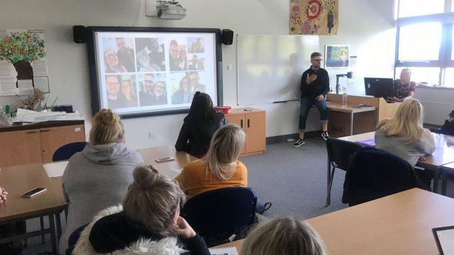 Edge Hill student Matthew delivering a presentation to fellow students about his experience undertaking a distance placement