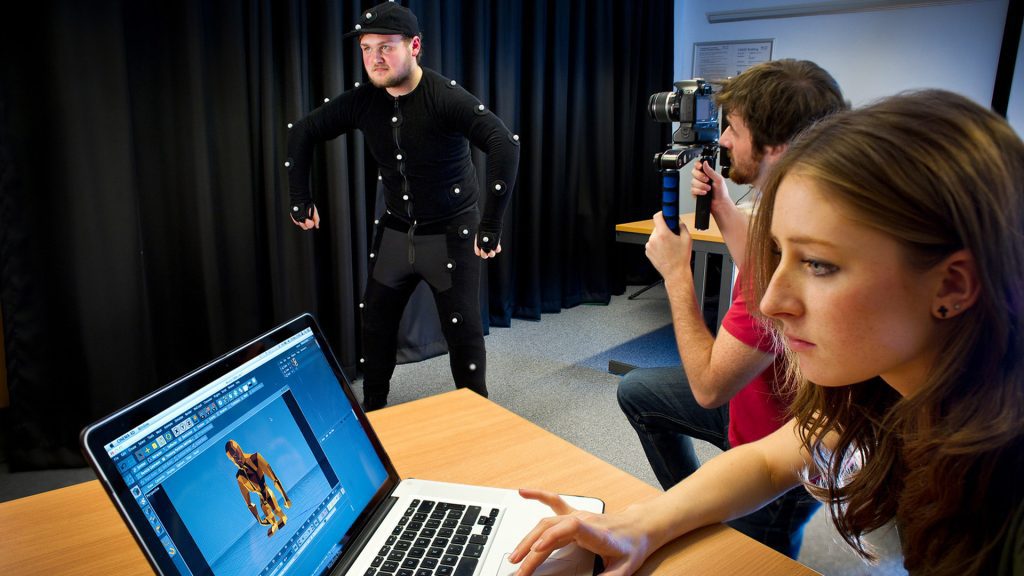 A group of animation students creating CGI