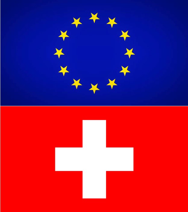 EU logo and Switzerland flag