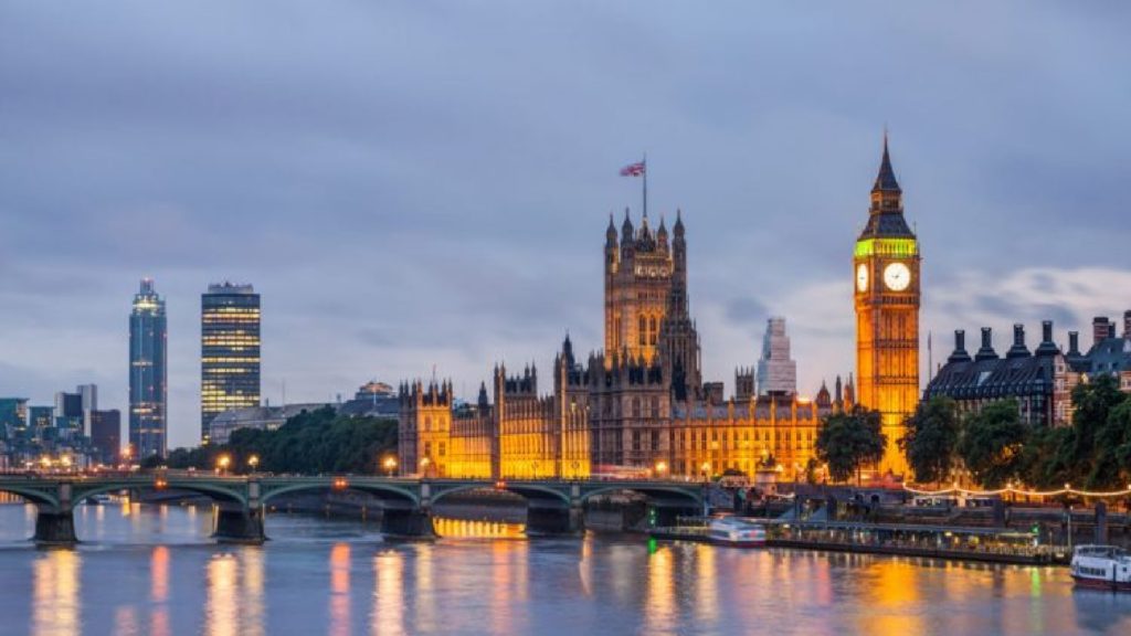 An image of the skyline over the houses of parliament.