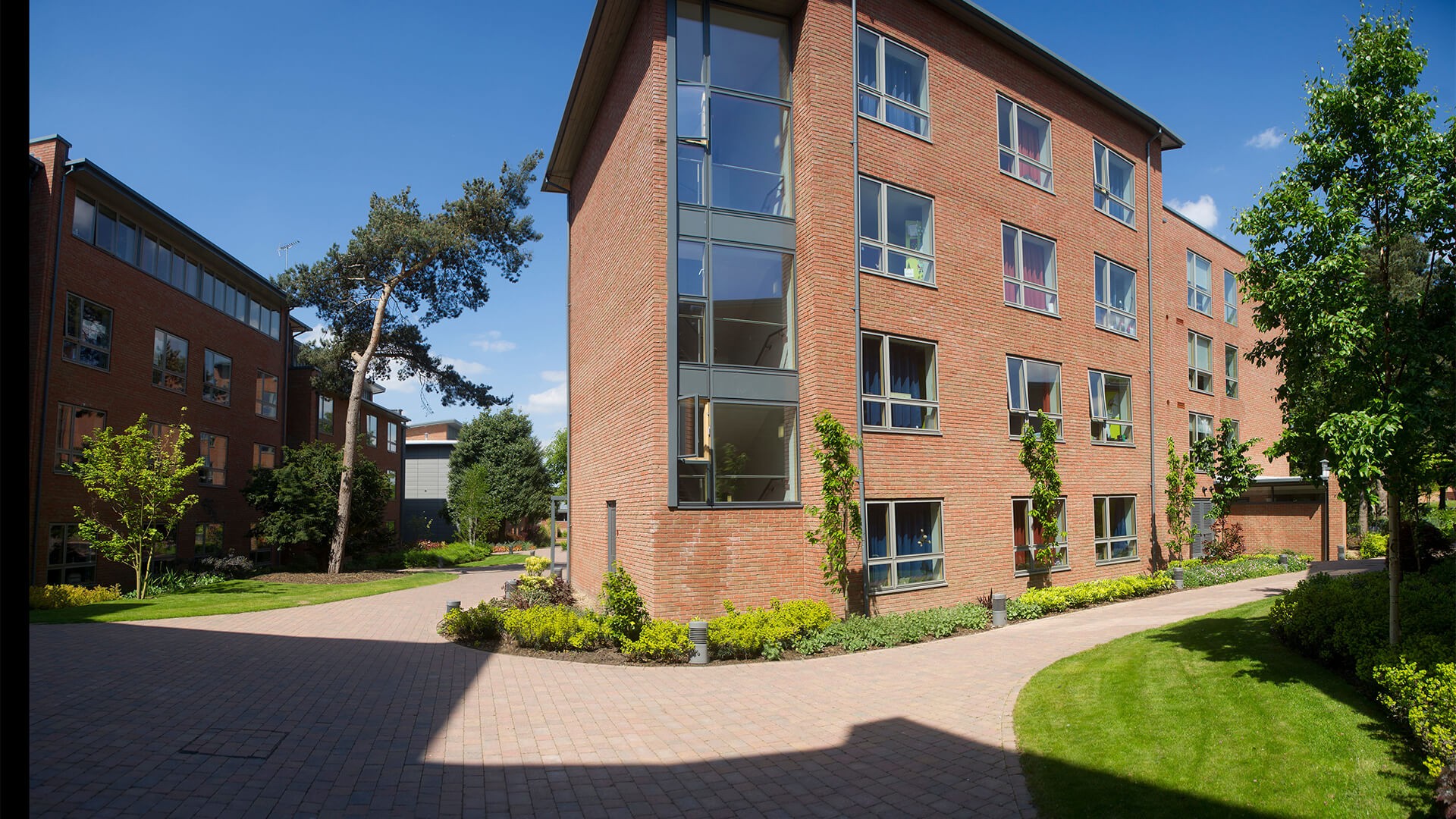 An image of the outside of some of the accomodation blocks on the Edge Hill University campus.