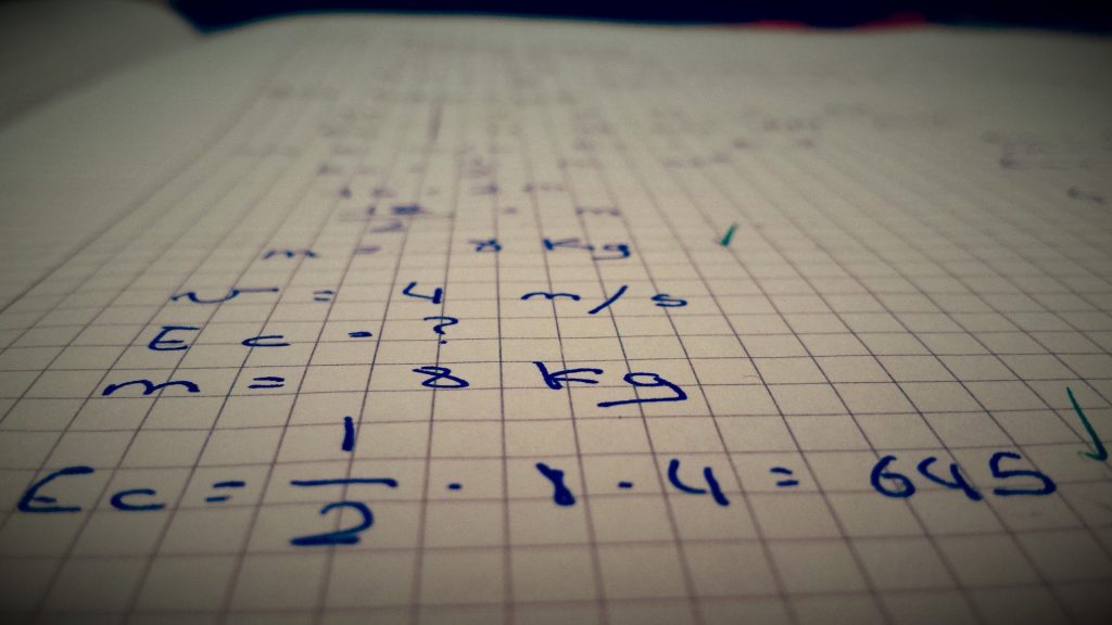 Image of math calculations on a piece of paper