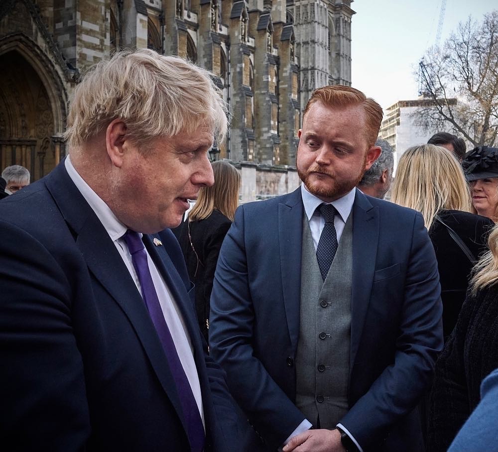 Prime minister Boris Johnson with Travis Frain