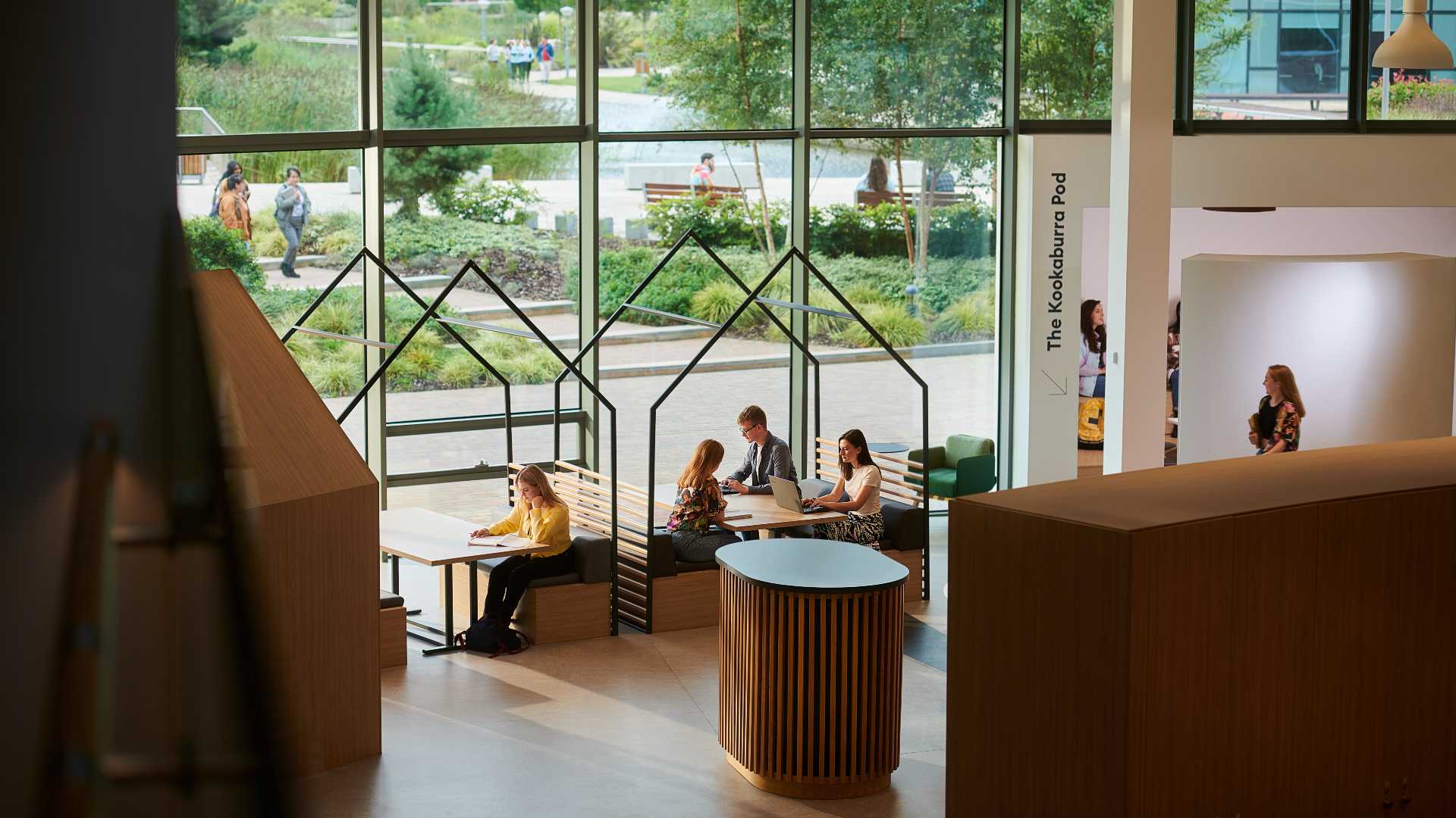 Students in Catalyst using study spaces