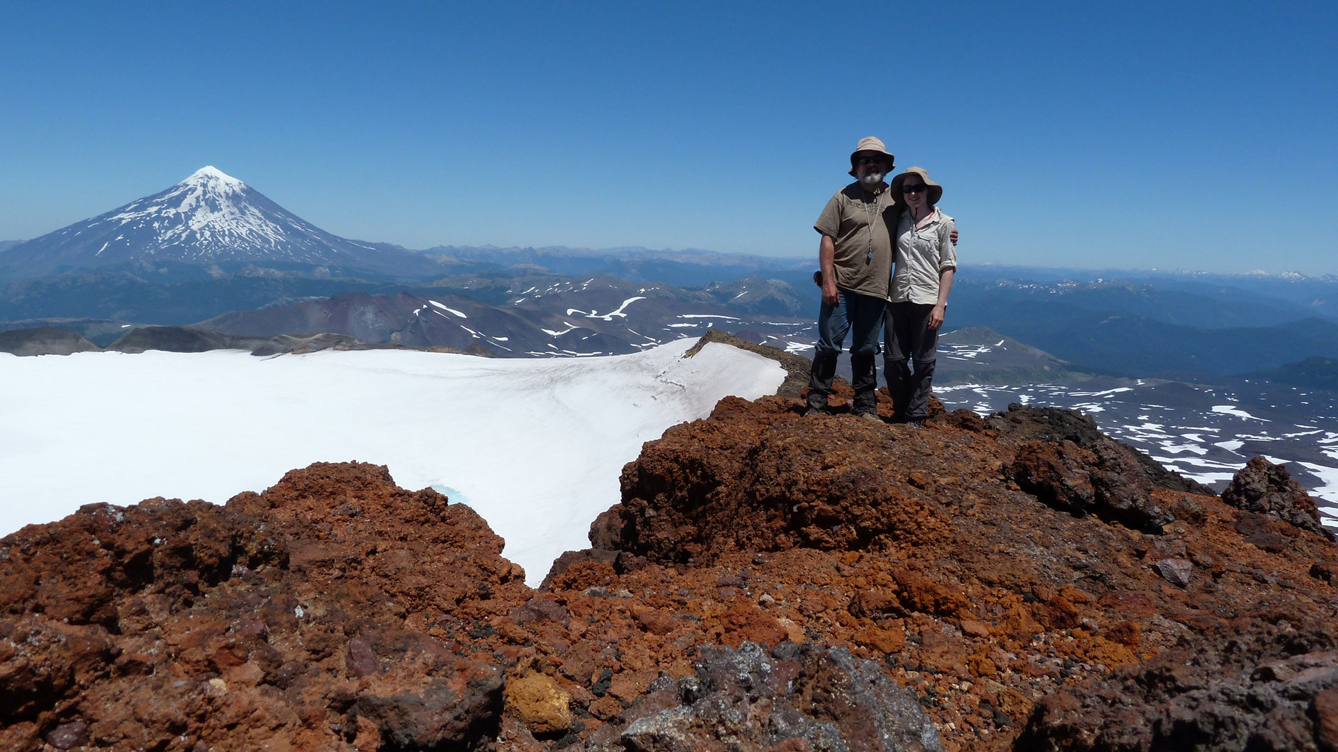Researchers exploring the Chile volcano terrain