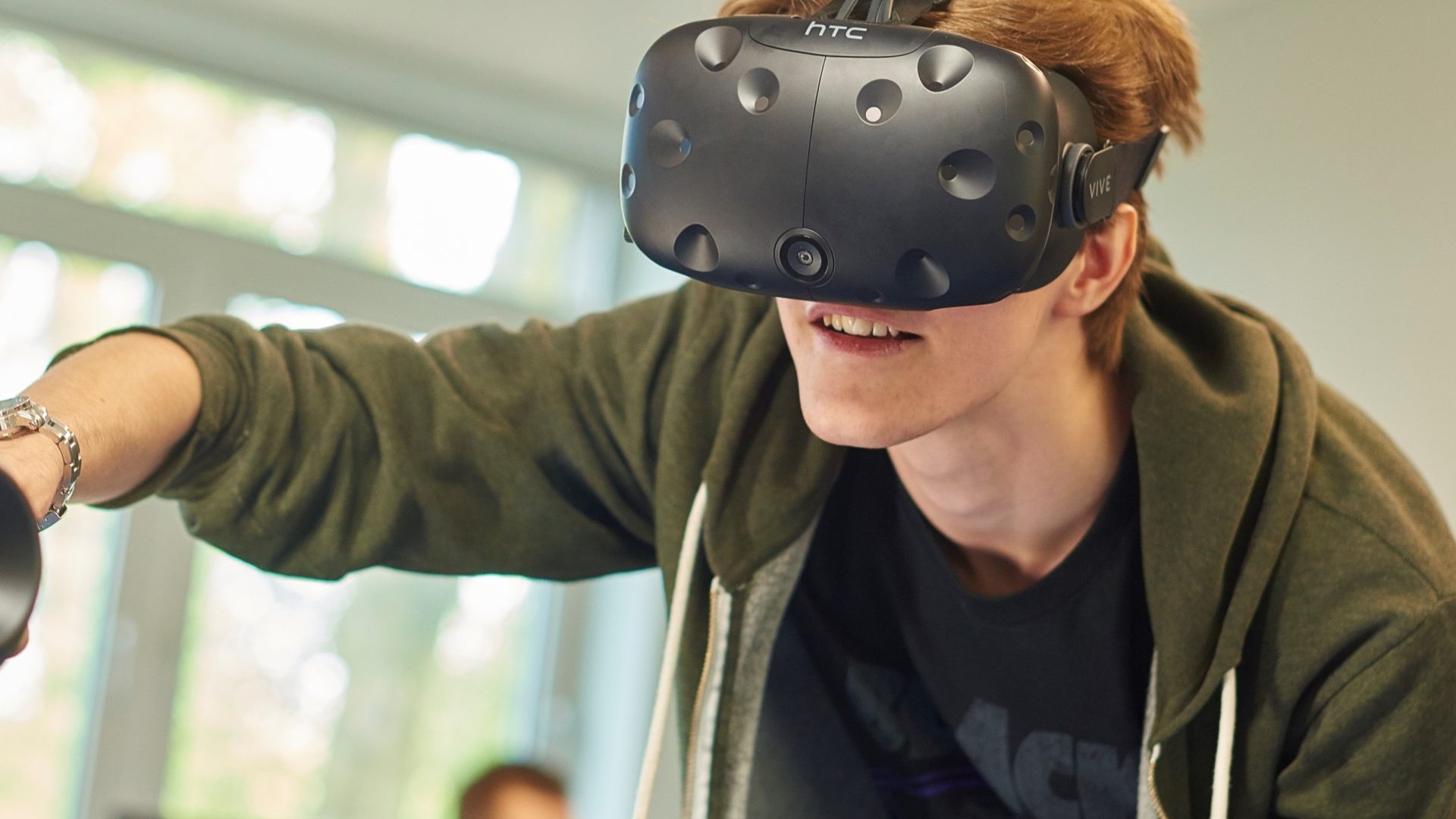 A student using a VR headset