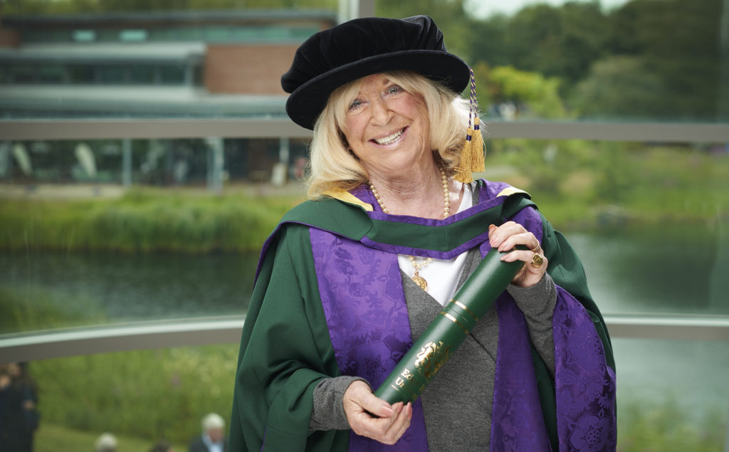Lynda La Plante in her cap and gown