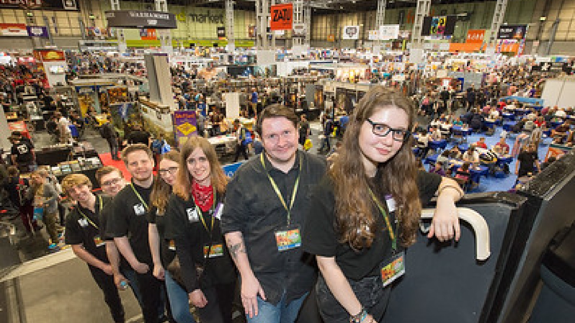 An image of a group of Edge Hill students at the UK games expo.