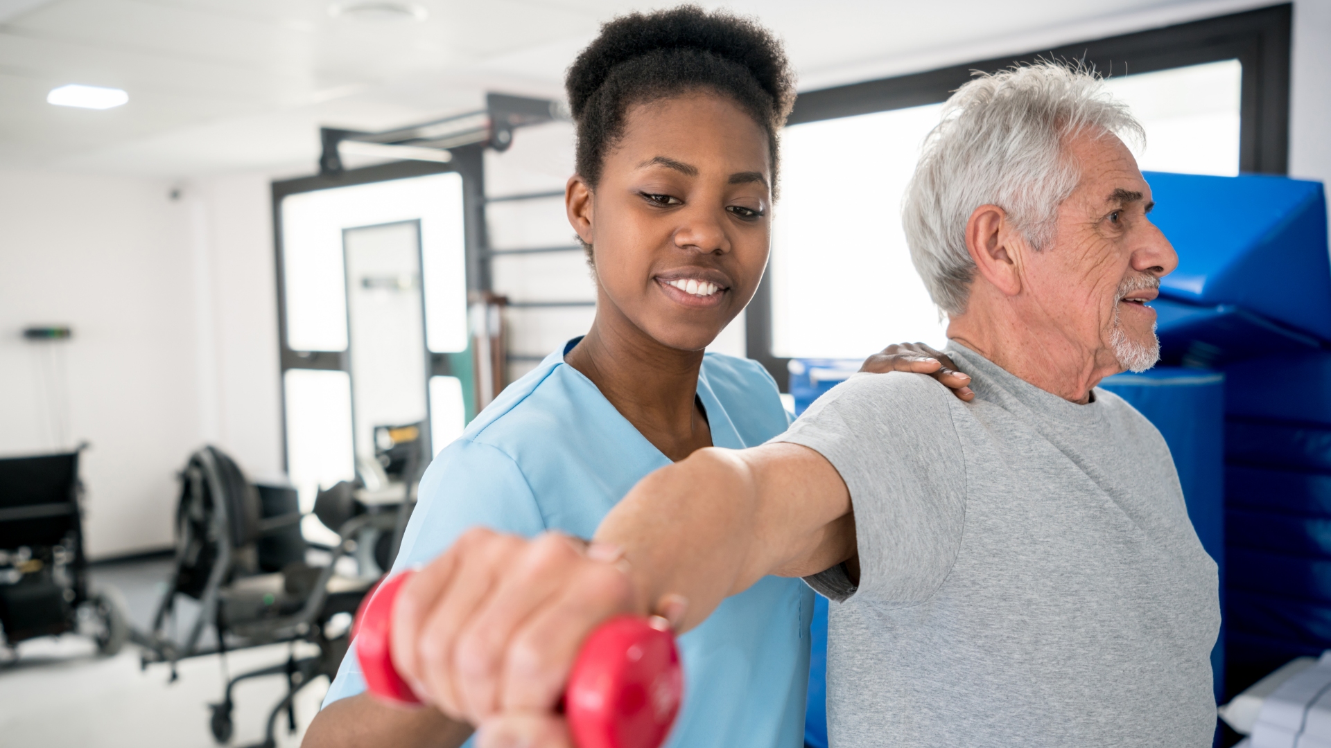 Man doing shoulder rehabilitation exercise