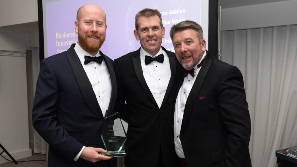 Blue Wren collecting their award at the 2019 SME Product and Innovation Centre awards