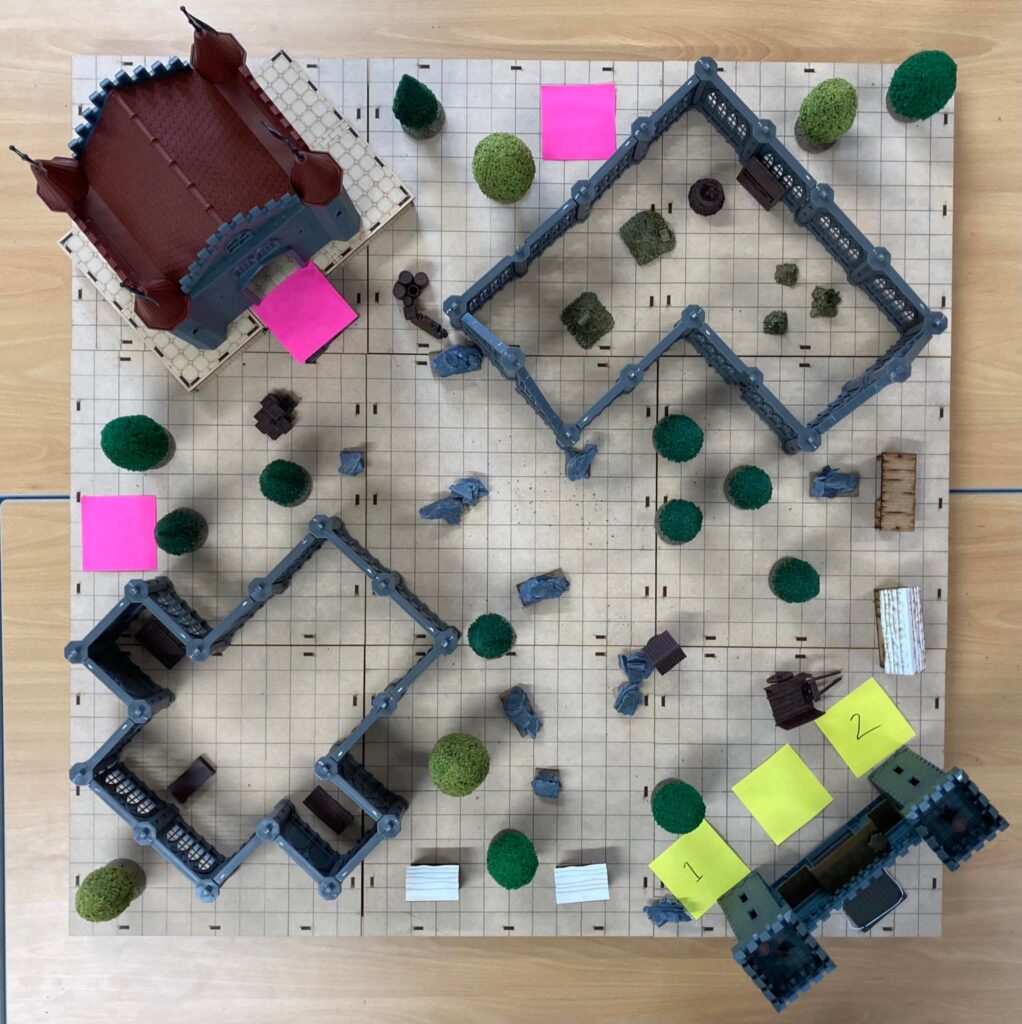 An overhead view of the Castle Dracula section of the game