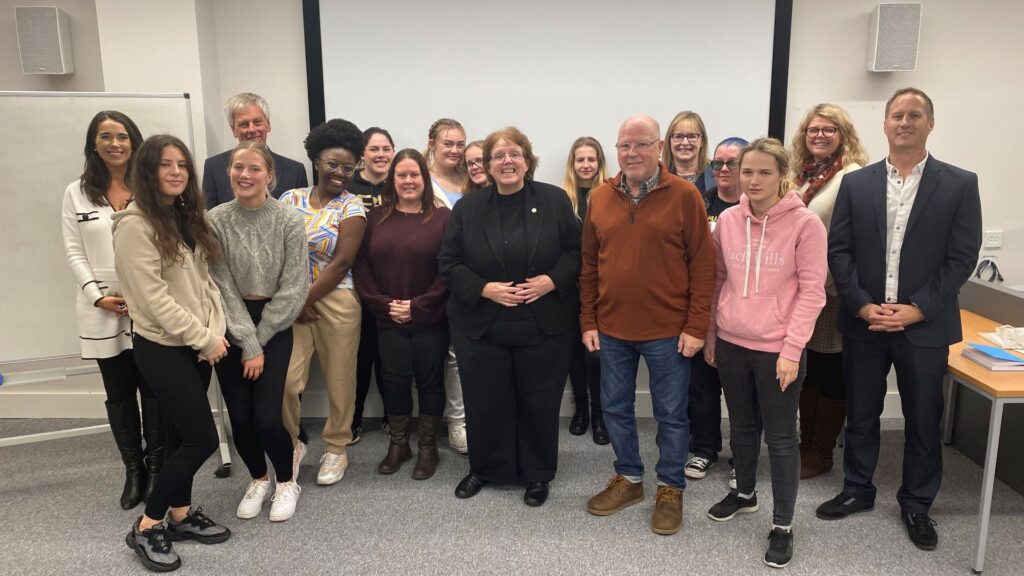 Rosie Cooper stood with sign language learners at Edge Hill