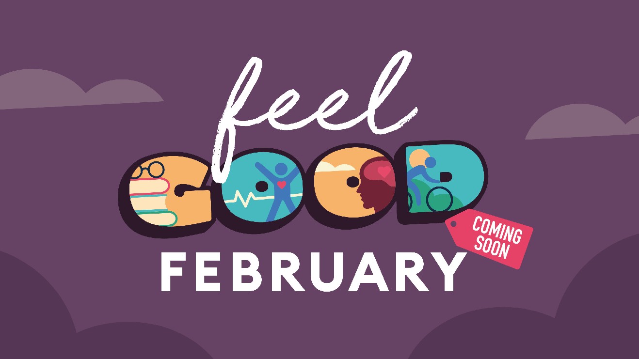 Feel good February event banner logo